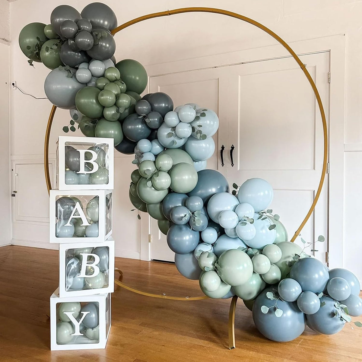 Blue and Green Balloon Arch Kit 107Pcs Dusty Blue Sage Green Balloons Garland Retro Slate Haze Fog