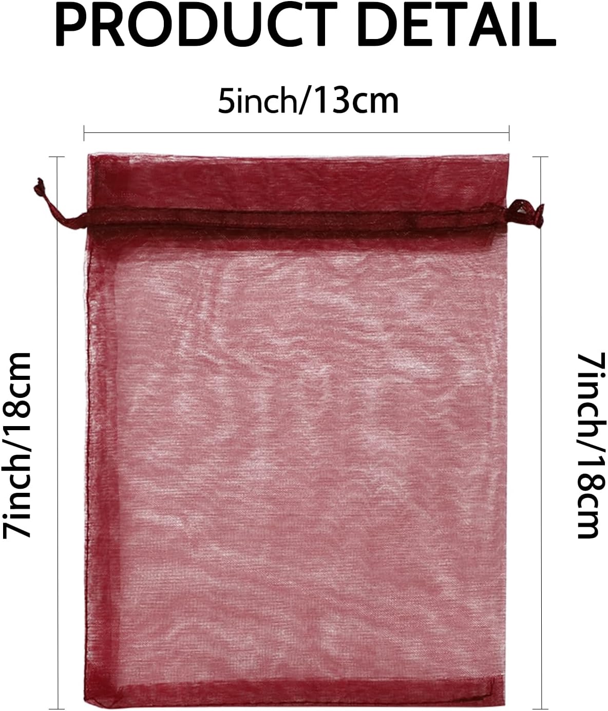 Wudygirl 100 PCS Organza Bags - 5X7 Inch Sheer Organza Bags with Drawstring for Jewelry, Wedding