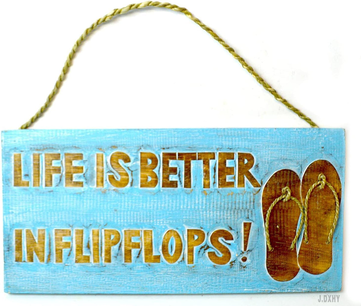 Rustic Wooden Signs Hand Carved FLIP FLOP "LIFE IS BETTER IN FLIP FLOPS" SIGN beach Surfboard