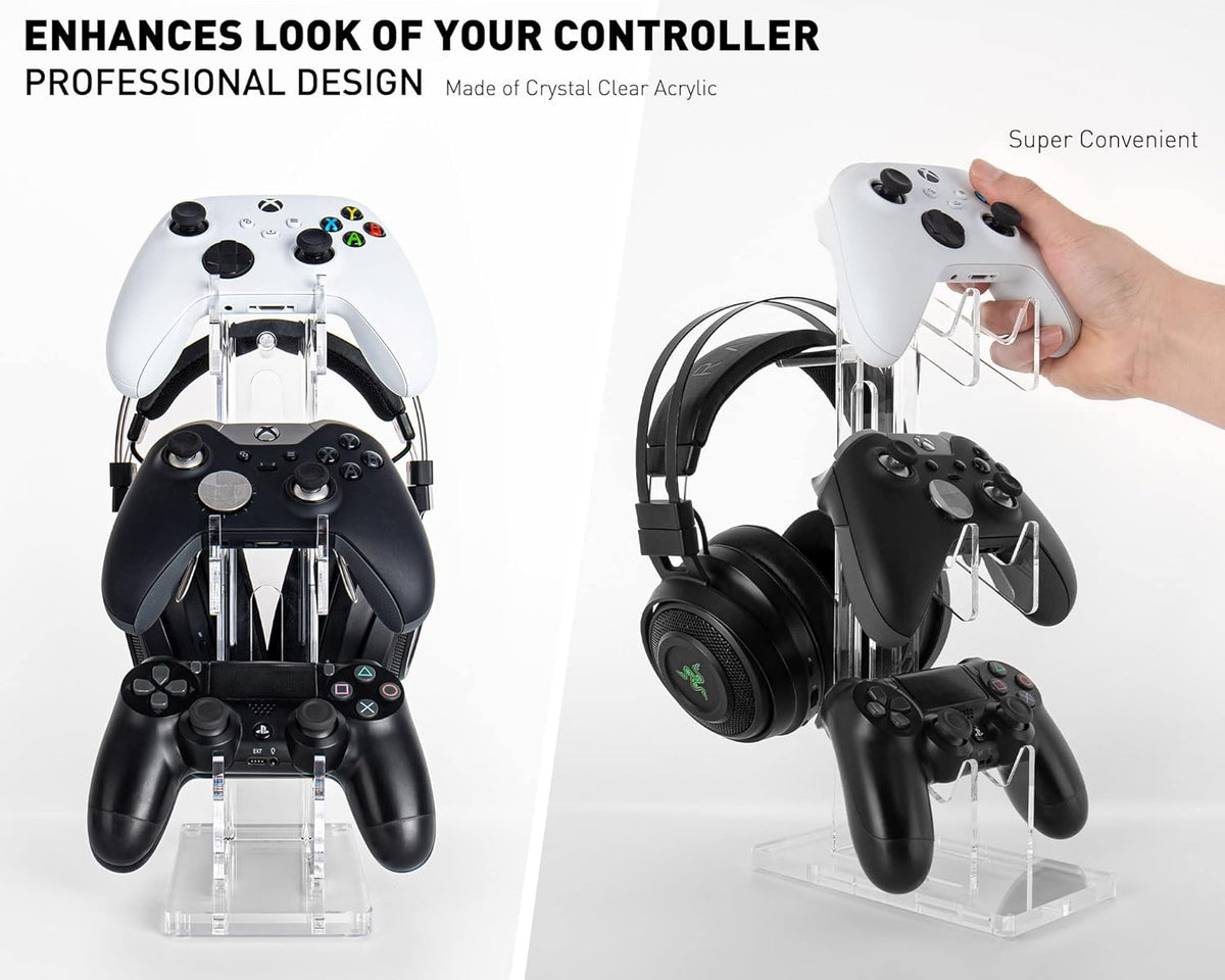 OAPRIRE Universal 3 Tier Controller Stand and Headset Stand for XBOX ONE X SWITCH PS4 PS5 PC