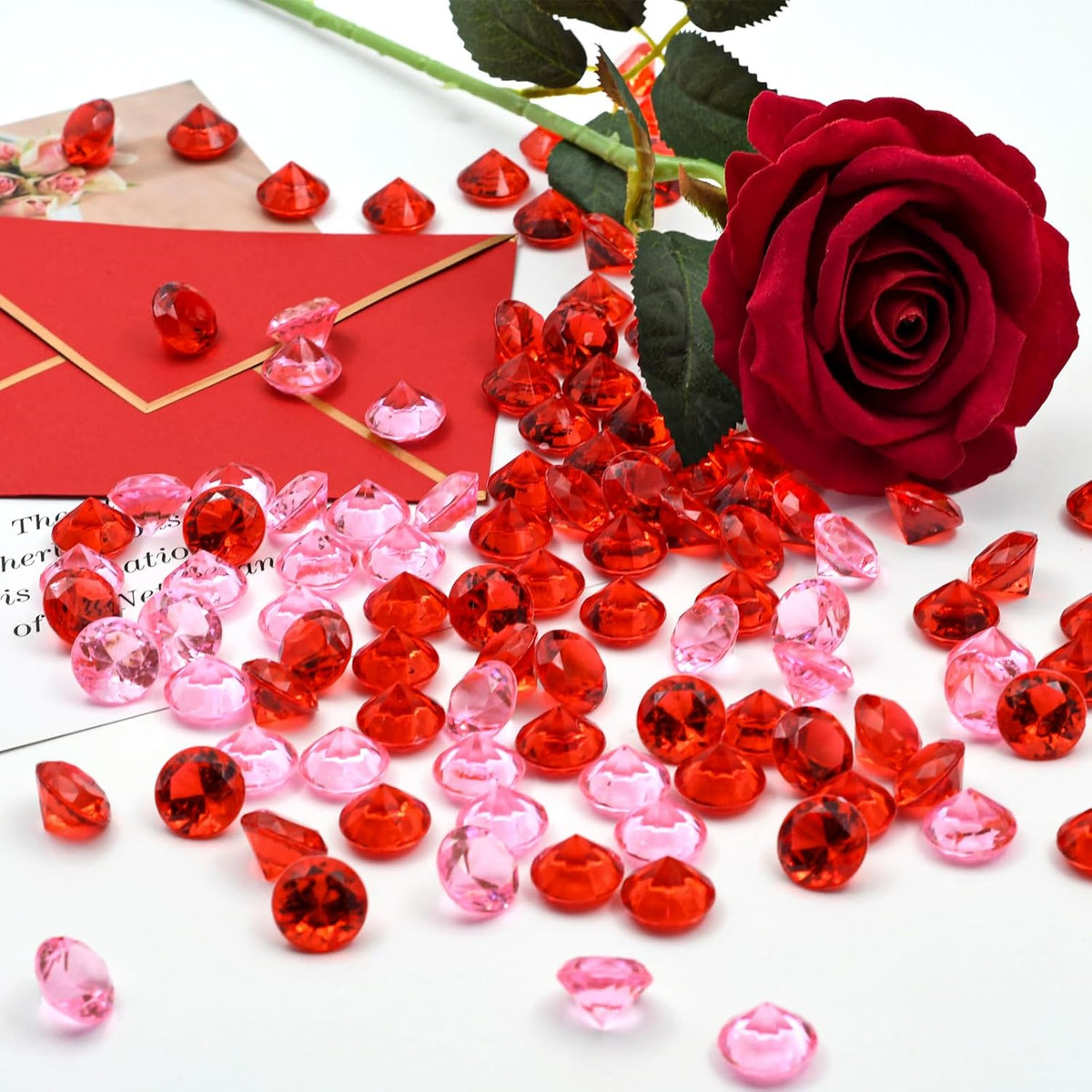 Fake Diamond Christmas Decoration, 280 pcs Pink 20 mm Acrylic Diamond for Table Scatters Vase