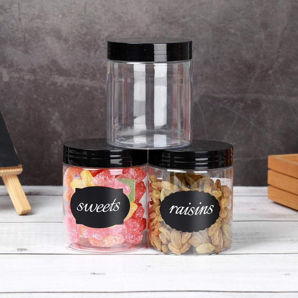 8 OZ Plastic Jars with Lids, 24 Pack Clear Plastic Slime Containers for Kitchen and Household Food