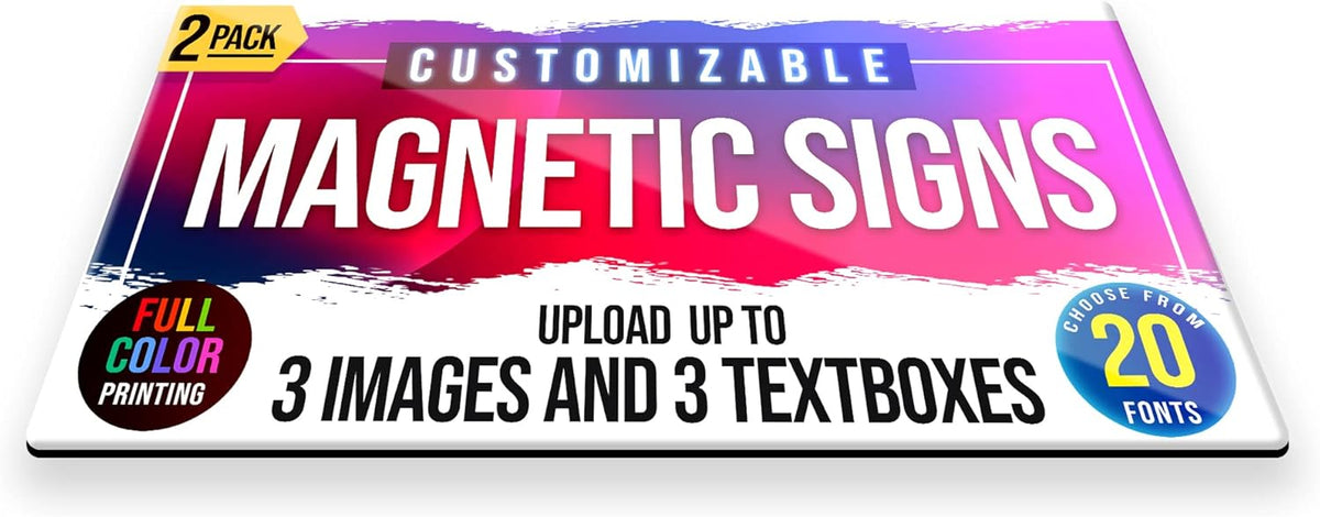2-Pack,12"x24" Custom Magnet Signs in Full Color for Business and Advertising, 30 mil Customized