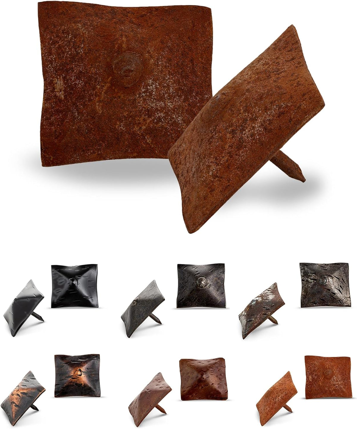 25 Pack 1.5" Square Head Iron Clavos Decorative Nails – Rusted – Handmade Rustic Square Fasteners