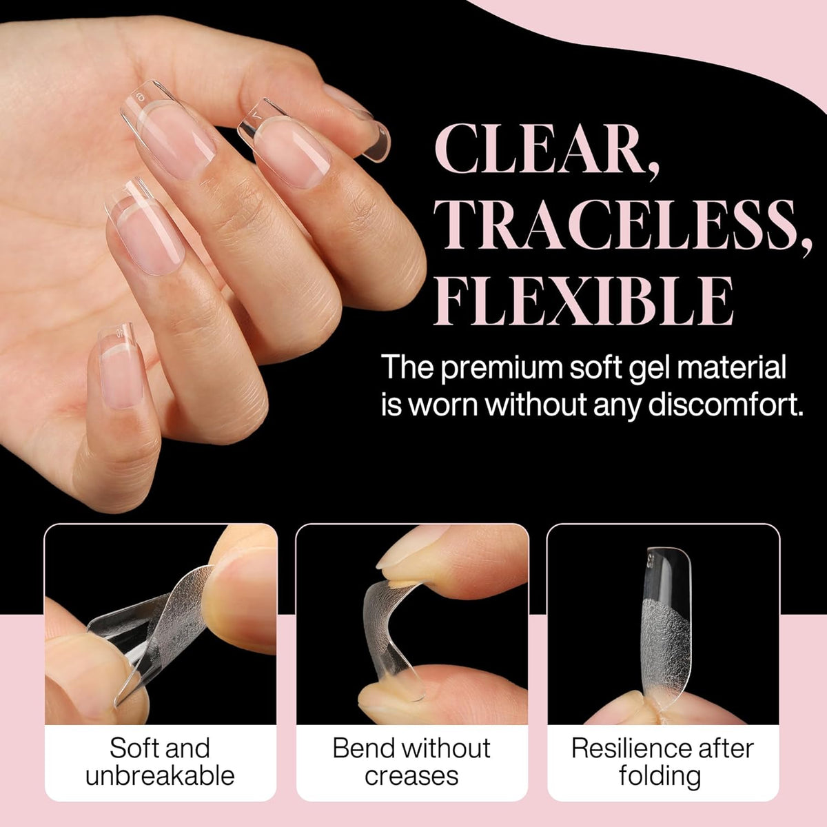 Short Square Nail Tips: 240PCS Soft Gel Pre-filed Short Square Fake Tips, 12 Sizes Full Cover