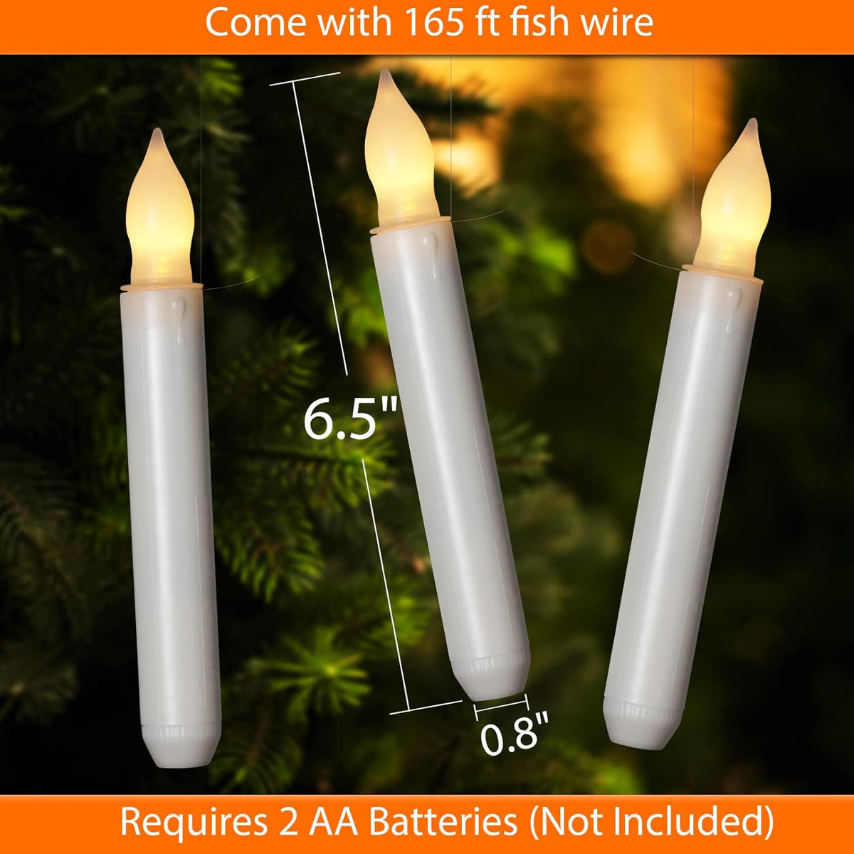 Homemory Floating Candle with Wand Remote, 12 Pcs Magical Candlesticks Witch Decors, Warm Yellow