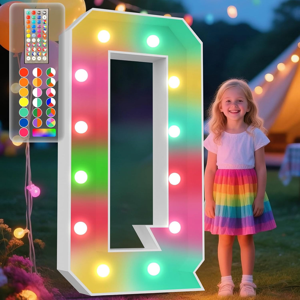Ledido 4FT Marquee Light Up Letters, 34 Colors Changing Marquee Letter 4 Feet Tall with Remote, Big