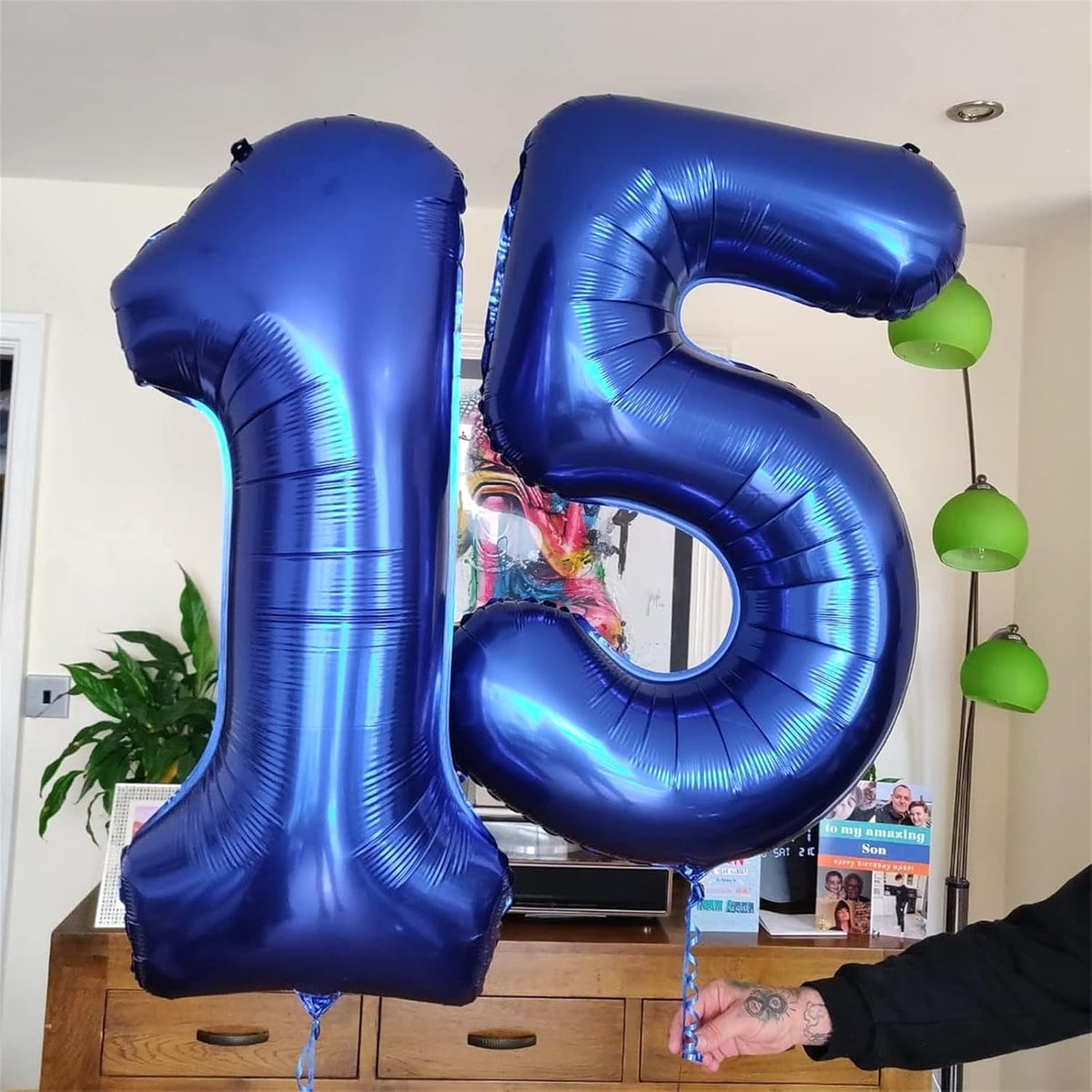 Navy Blue 5 Balloons, 40" Giant Helium Foil Number 0-9 Dark Blue Birthday Balloon for Boys, Self