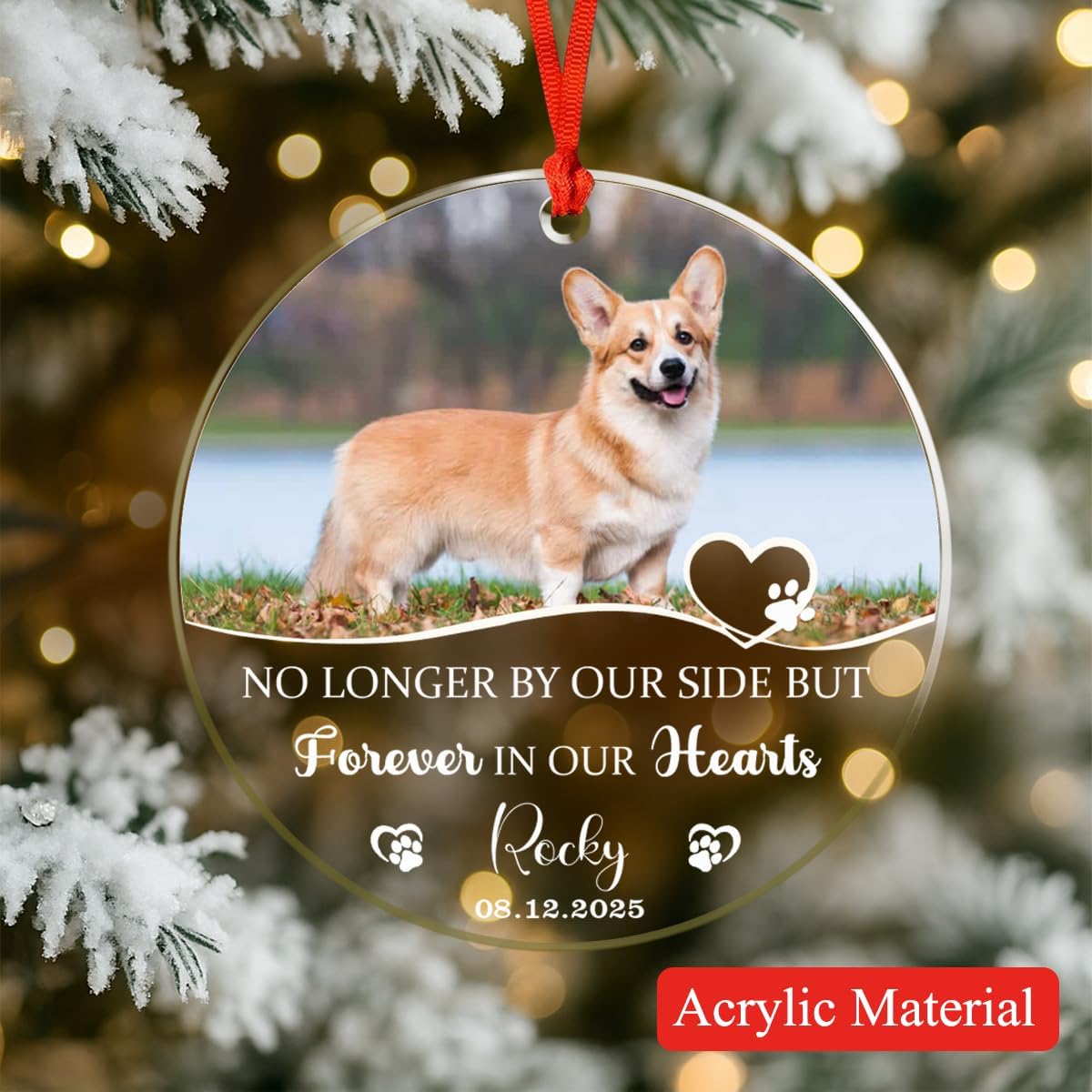 Personalized Dog Memorial Glass Ornaments, Pet Sympathy Gifts, Pet Remembrance Ornaments, Loss of
