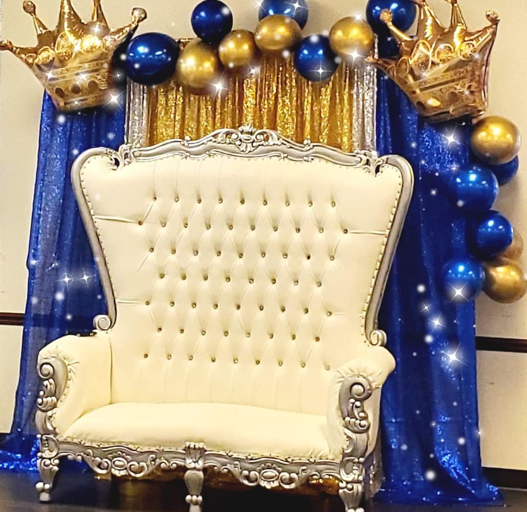 Poise3EHome 2ft x 8ft Blue Sequin Photography Backdrop Curtains 2 Panels for Party Decoration, Navy
