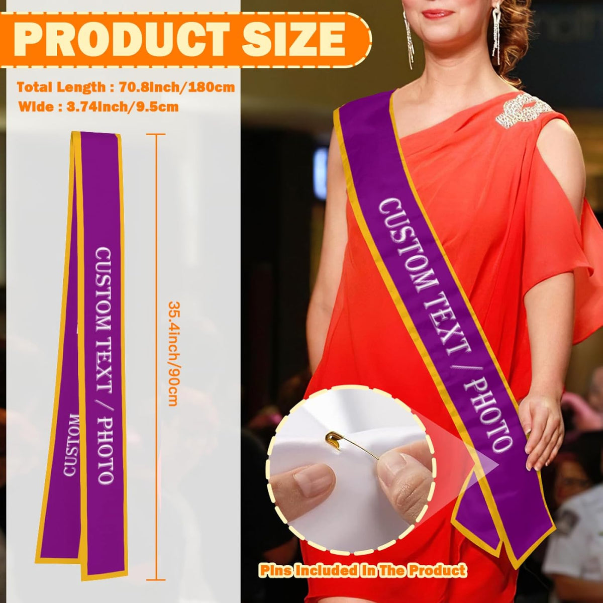 Custom Sash,Personalized Birthday Sash with Text Photo,Customized Bachelorette Sash Quote Sash