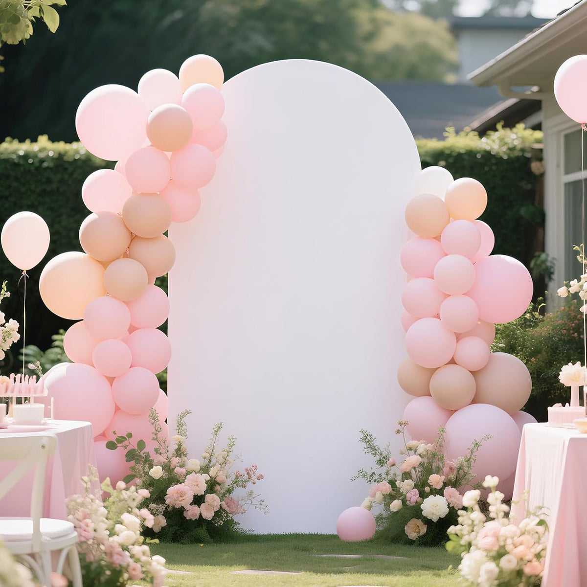 Ledido Wedding Arch Backdrop Cover 7.2FT Arch Covers Fitted Stretchy Spandex Round Top Stand