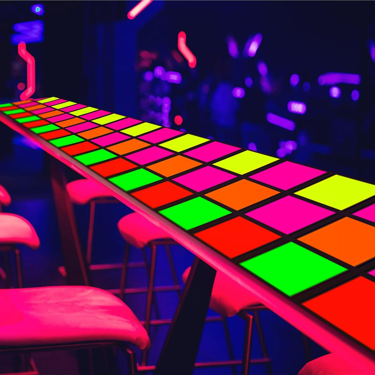 Haull 236 x 39 Inch Neon Light up Dance Floor Glow in The Dark Floor Runner Neon Party Decorations
