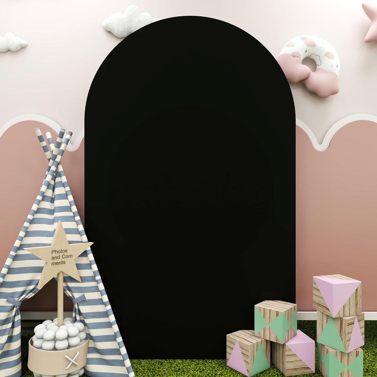 Black Arch Cover 4x7.2ft Arch-Backdrop-Cover Spandex Arched Covers Stretchy Backdrop Chiara Arches
