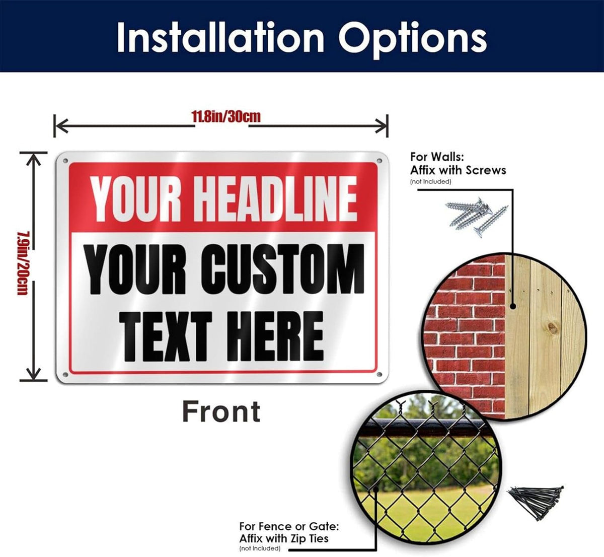 Custom Signs Outdoor Metal - 12 x 8 Personalized Entrance Garden Hazard Parking Signs for Business