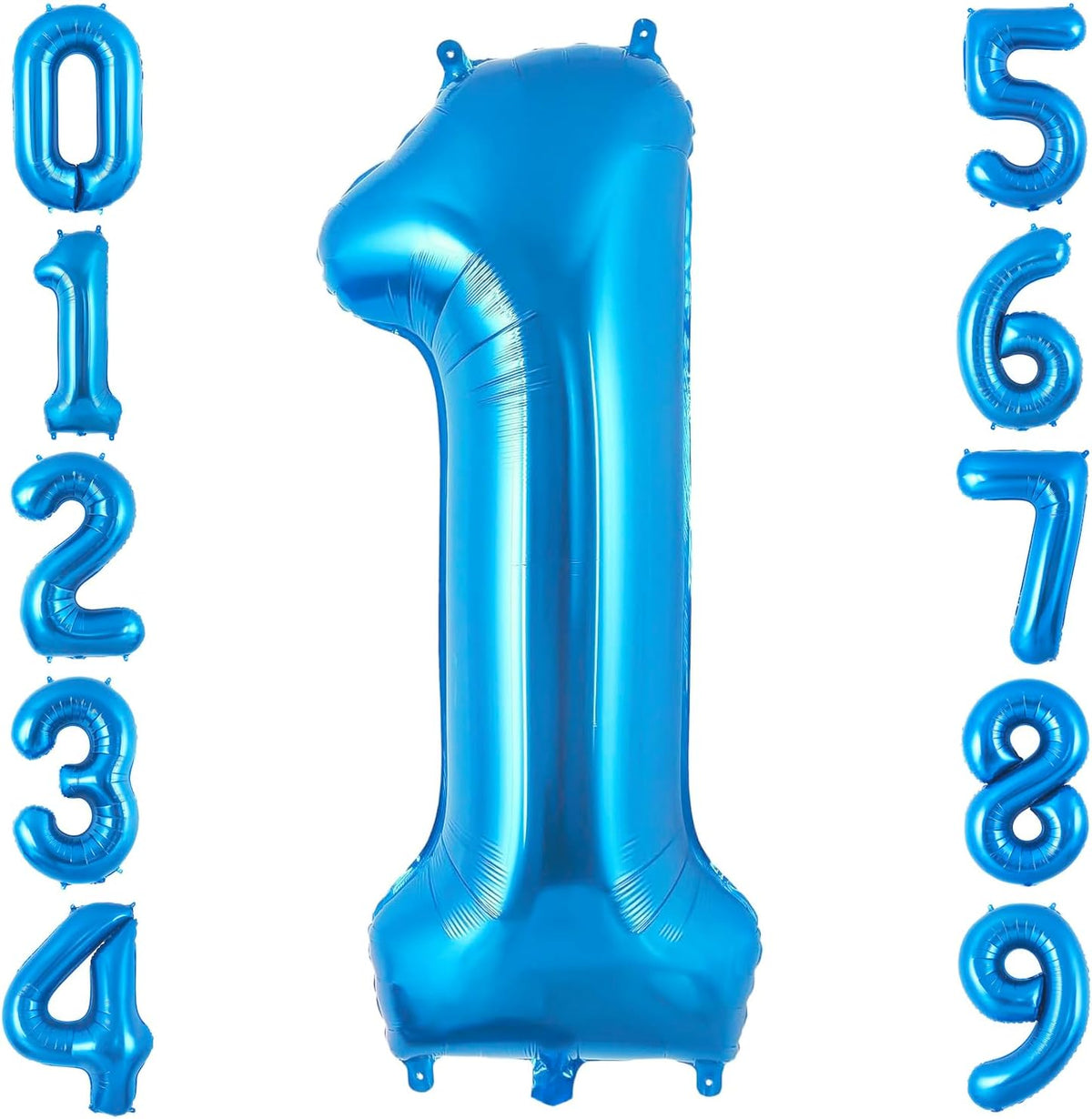 Blue 1 Balloon Number,40 Inch Number 1 Balloon Big Blue 1 Foil Mylar Helium Balloon for Birthday