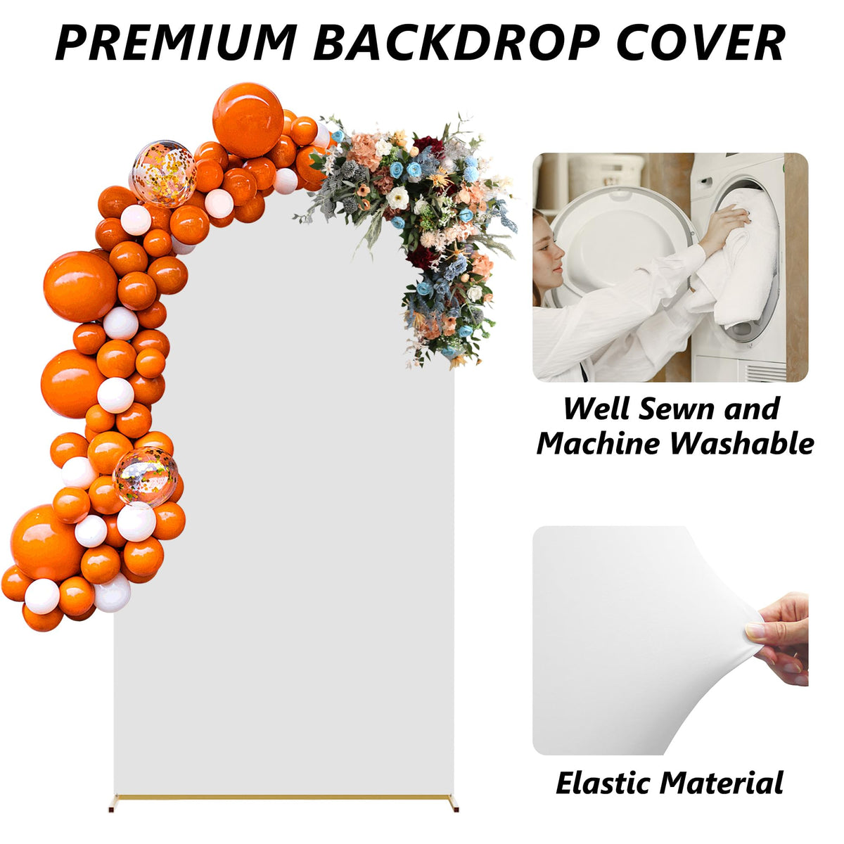 Neatsure Arch Backdrop Stand and Cover Set, 7.2FT Metal Photo Balloon Arch Backdrop Stand for