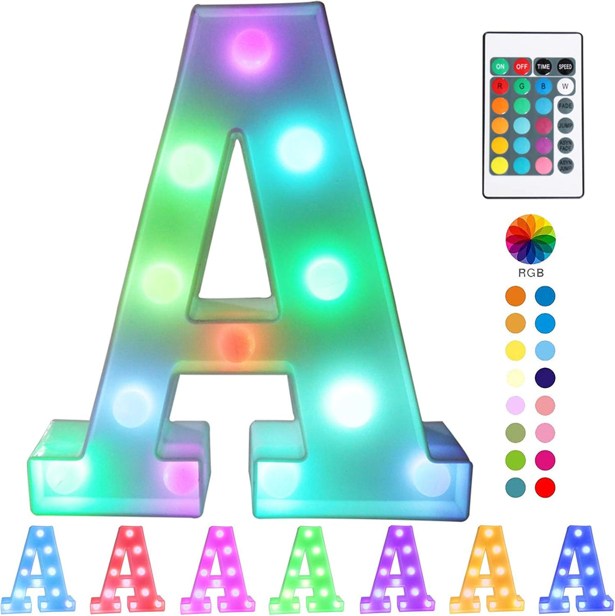 Pooqla Colorful LED marquee letter lights with Remote – light Up Signs – Party Bar Decorations for