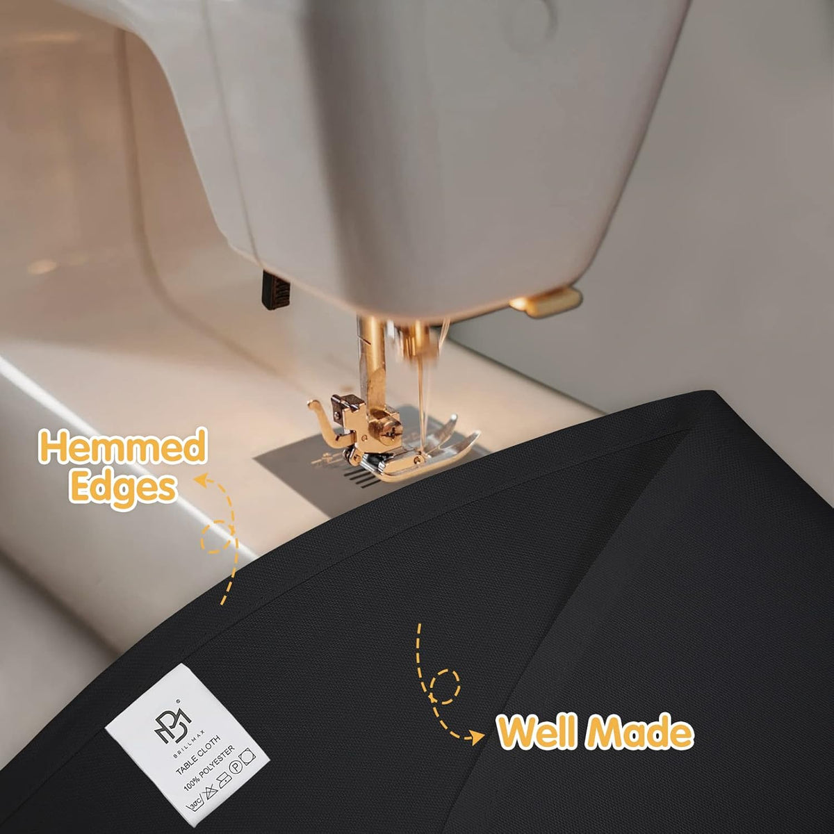 BRILLMAX 4 Pack Black Round Tablecloths 132 Inch - Circle Bulk Linen Polyester Fabric Washable