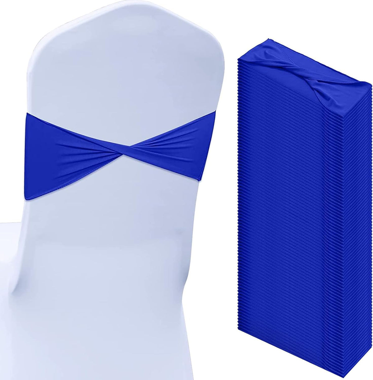 Kinlop 50 Pcs Spandex Chair Sashes Bows Chair Bands Slider Sashes for Covers Elastic Bands Ties