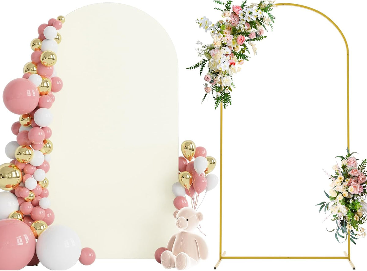 Wokceer 7.2 FT Wedding Arch Backdrop Stand and Arch Cover Metal Arch Stand with Arch Stand Cover