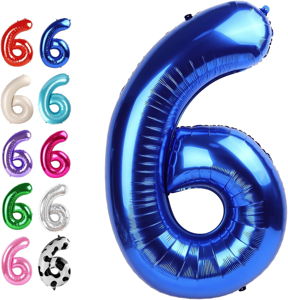 40 Inch Navy Blue Mylar Foil Number 6 Birthday Balloon, Digital Balloons for 6 16 Boy Girl Party
