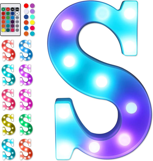 Foaky Colorful LED Letter Lights with Remote,Marquee Light Up Letters Sign for Night Light