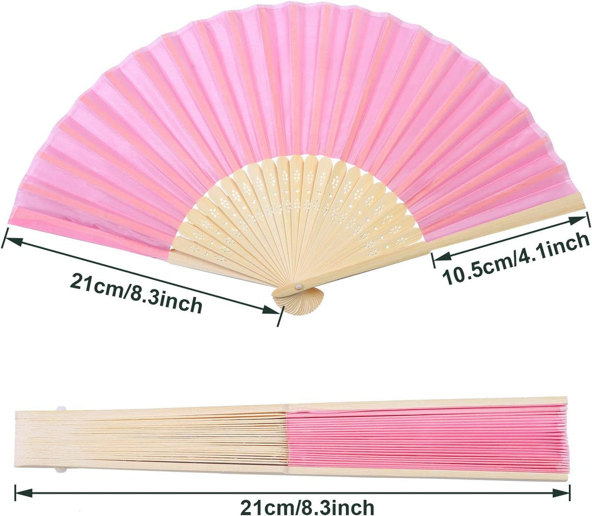 Aneco 18 Pieces Pink Handheld Cloth and Bamboo Folding Fans for Wedding Decoration, Church Gifts