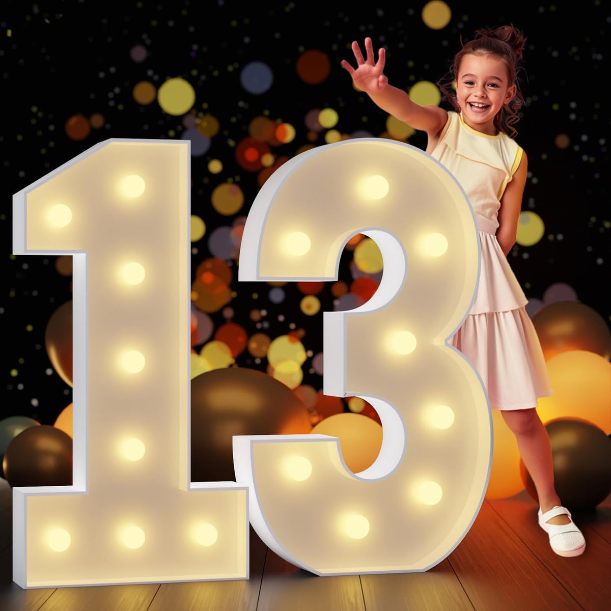 Marquee Numbers 3 Feet Tall Large Light Up Numbers 13th 13 Year Old Thirteen Birthday Decorations
