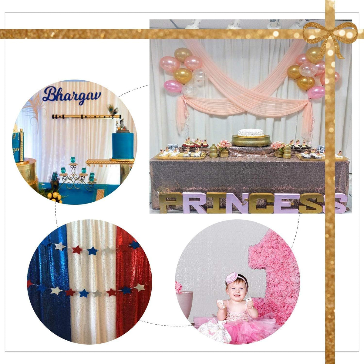 Poise3EHome White Sequin Backdrop, 8FT x 10FT Sequin Photography Backdrop Curtain for Party