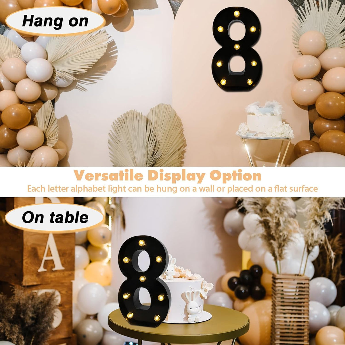 LED Marquee Numbers, 8.58 Inch Led Light Up Numbers for Party, Small Light Up Letters, Battery