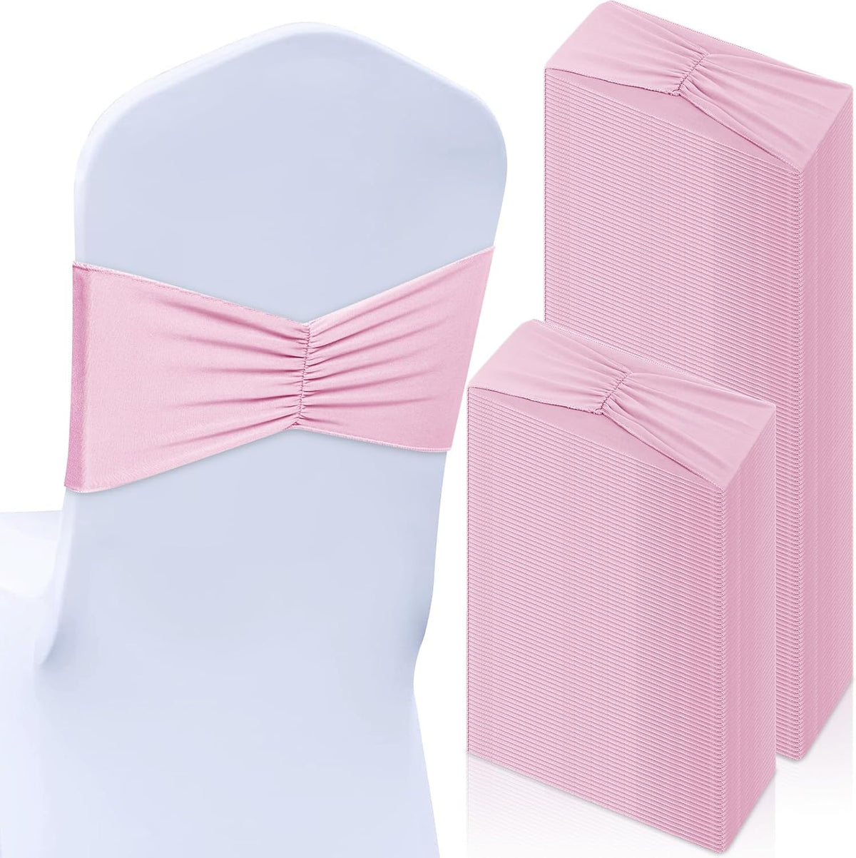 Moukeren 100 Pcs Spandex Chair Sashes Bows Chair Bands Slider Sashes for Chair Covers Elastic Chair