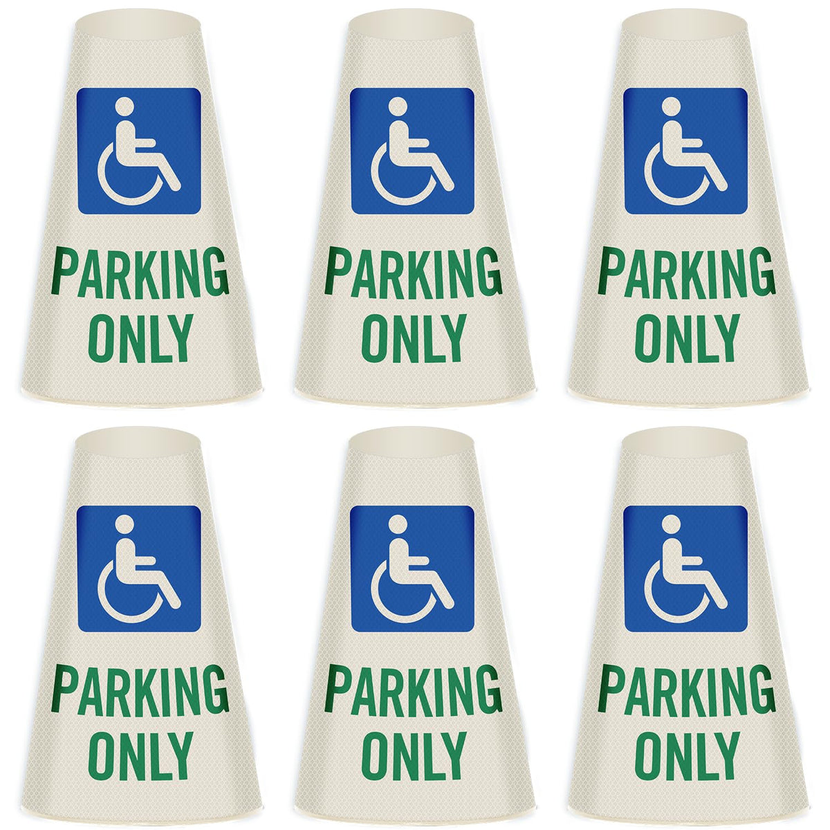 SmartSign 6-Pack "Handicapped Parking Only" Reflective Cone Message Sleeve Collar with Symbol
