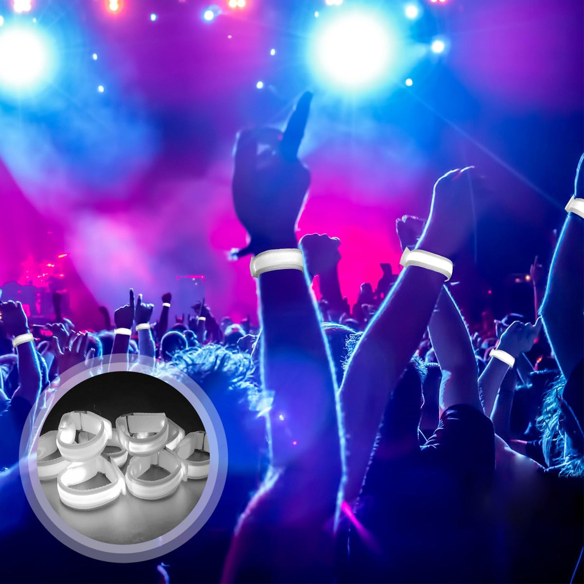M.best 8pcs LED Light Up Bracelets Glow Flashing Wristbands Glow in The Dark Party Supplies for