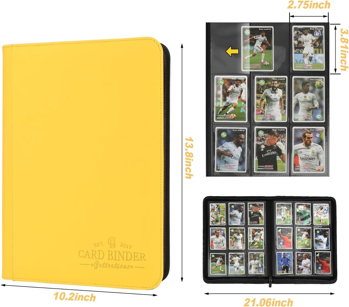 Trading Card Binder, Card Collection Binder Album Folder with 540 Side Loading Pockets, 9 Pocket