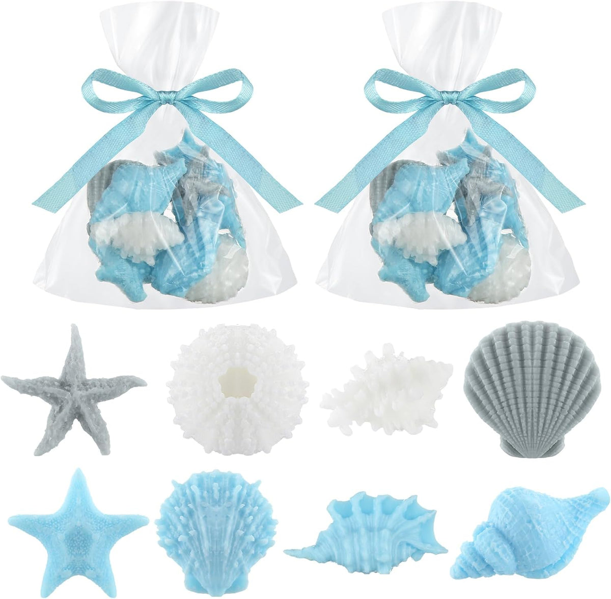 200g Sea Glass Soap Decor Seashell Decorative Soaps for Bathroom Home Decor Beach Wedding Nautical