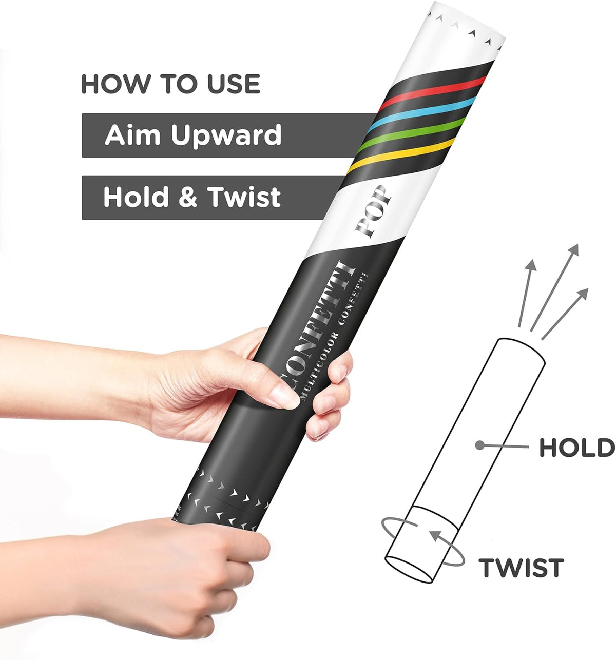 16" Confetti Cannon [6 Pack] Confetti Poppers | Multicolor Biodegradable Confetti Cannons (Confetti