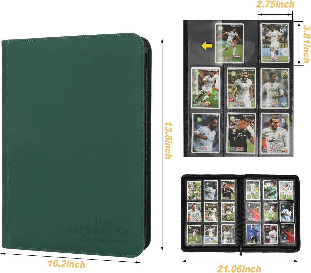 Trading Card Binder, Card Collection Binder Album Folder with 540 Side Loading Pockets, 9 Pocket