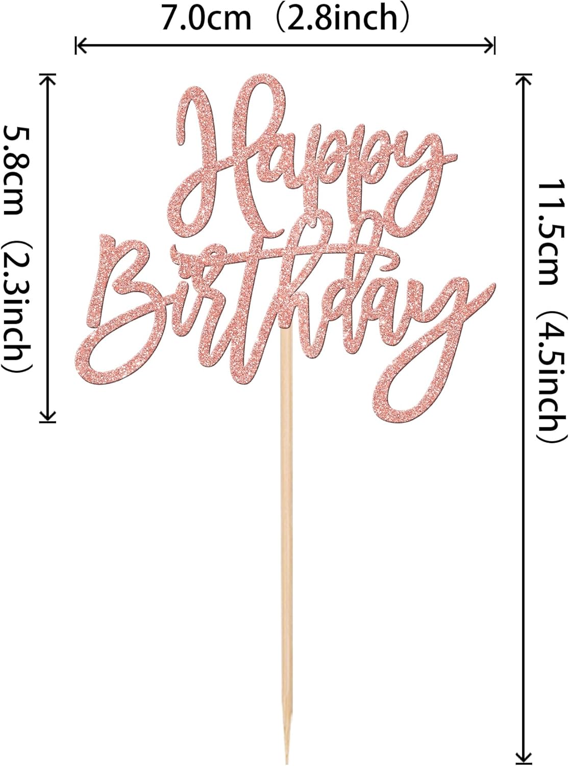 24 PCS Happy Birthday Cupcake Toppers Glitter Picks for Celebrating Anniversary Theme Party Cake
