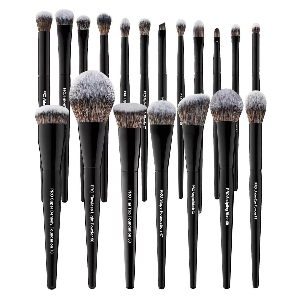 Bueart Design 19Pcs Professional Grade Labeled Makeup Brushes Set, Large Foundation Powder Contour