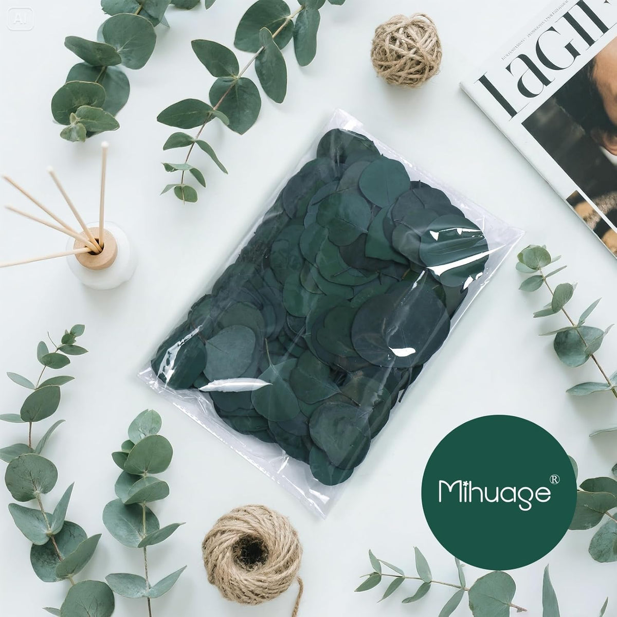 400+ Natural Dried Eucalyptus Leaves – Bulk Green Petals for Wedding, Baby Shower, & Table Decor.