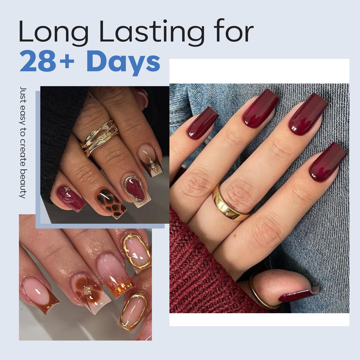 modelones Short Square Nail Tips, Pre-shaped Soft Gel Tips Fake Nails False Acrylic Clear Full