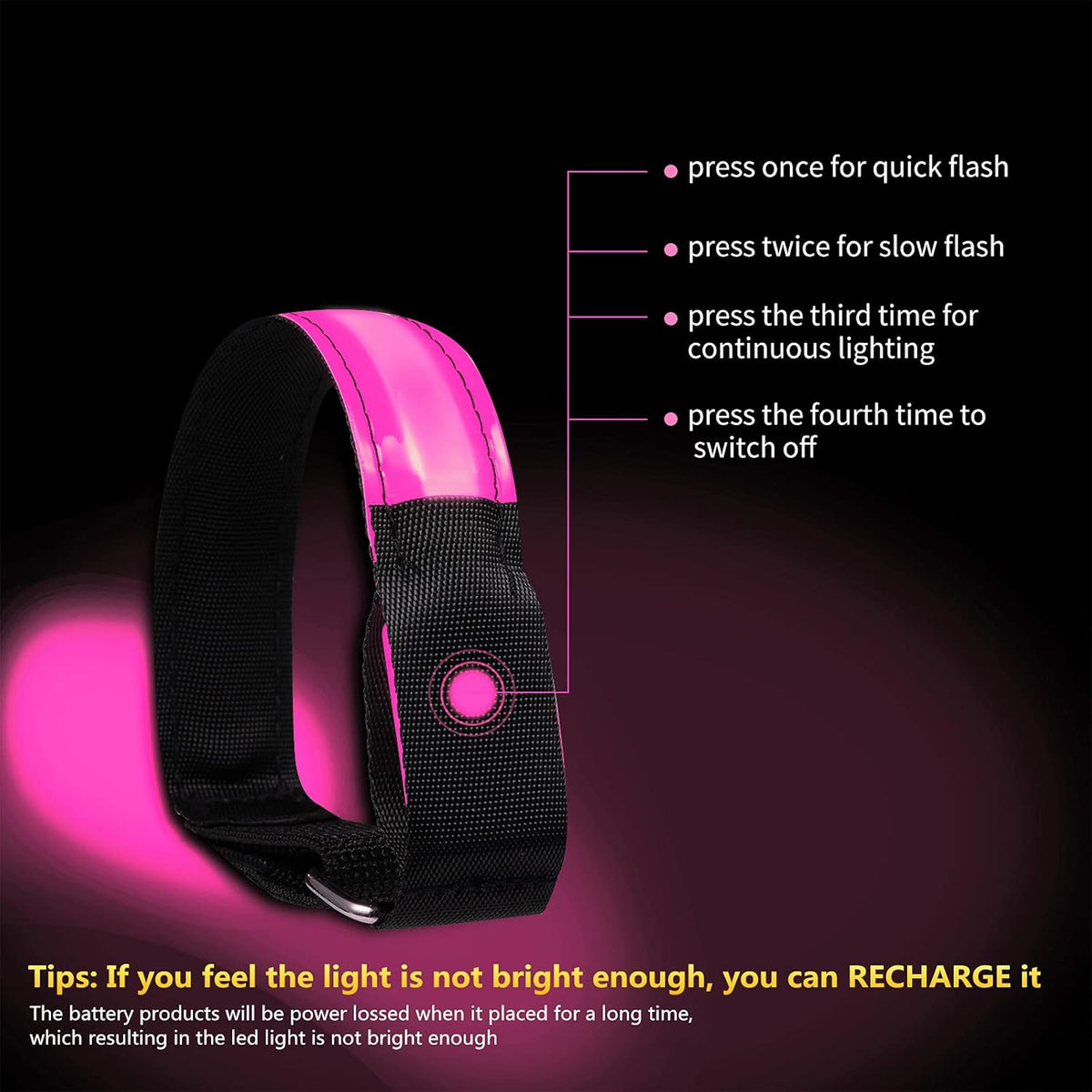 Rechargeable LED Armband for Running(2 Pack), Light Up LED Armband, High Visibility Reflective