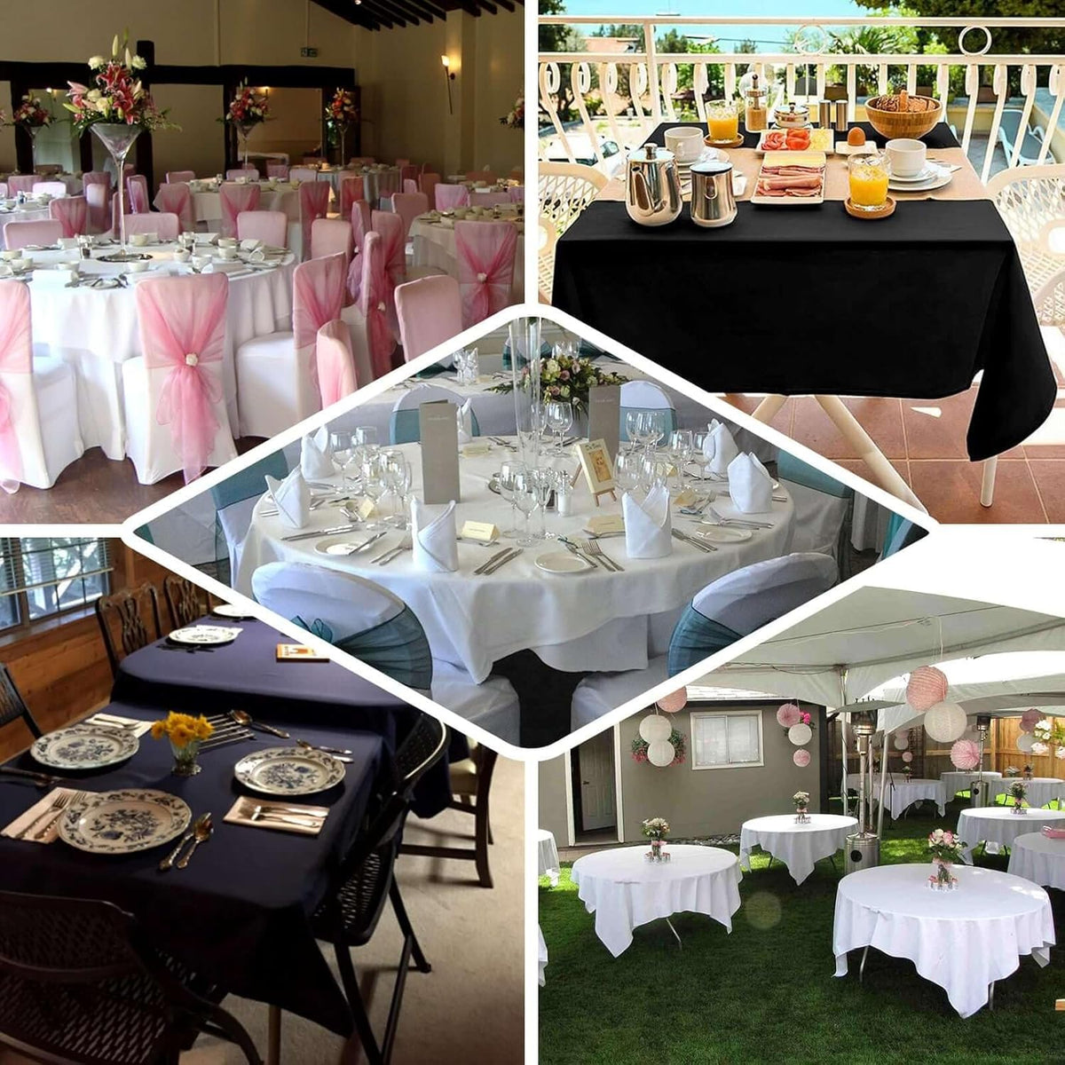 Efavormart 90" Black Wholesale Linens Polyester Square Linen Tablecloth for Kitchen Dining Catering