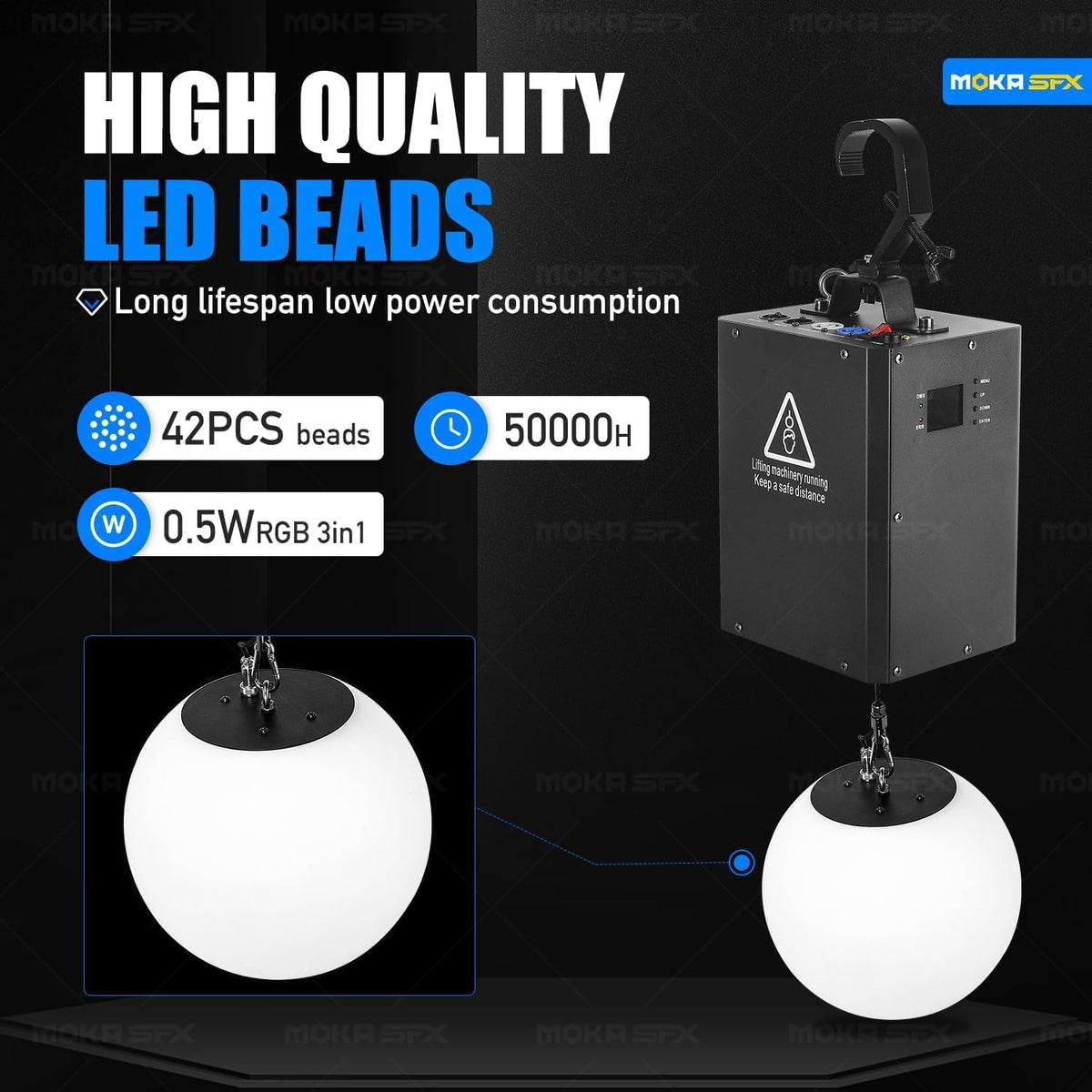 3D LED Light Lifting System DMX RGB LED Light Lift Ball Wave Effect Winch Colorful Kinetic Stage