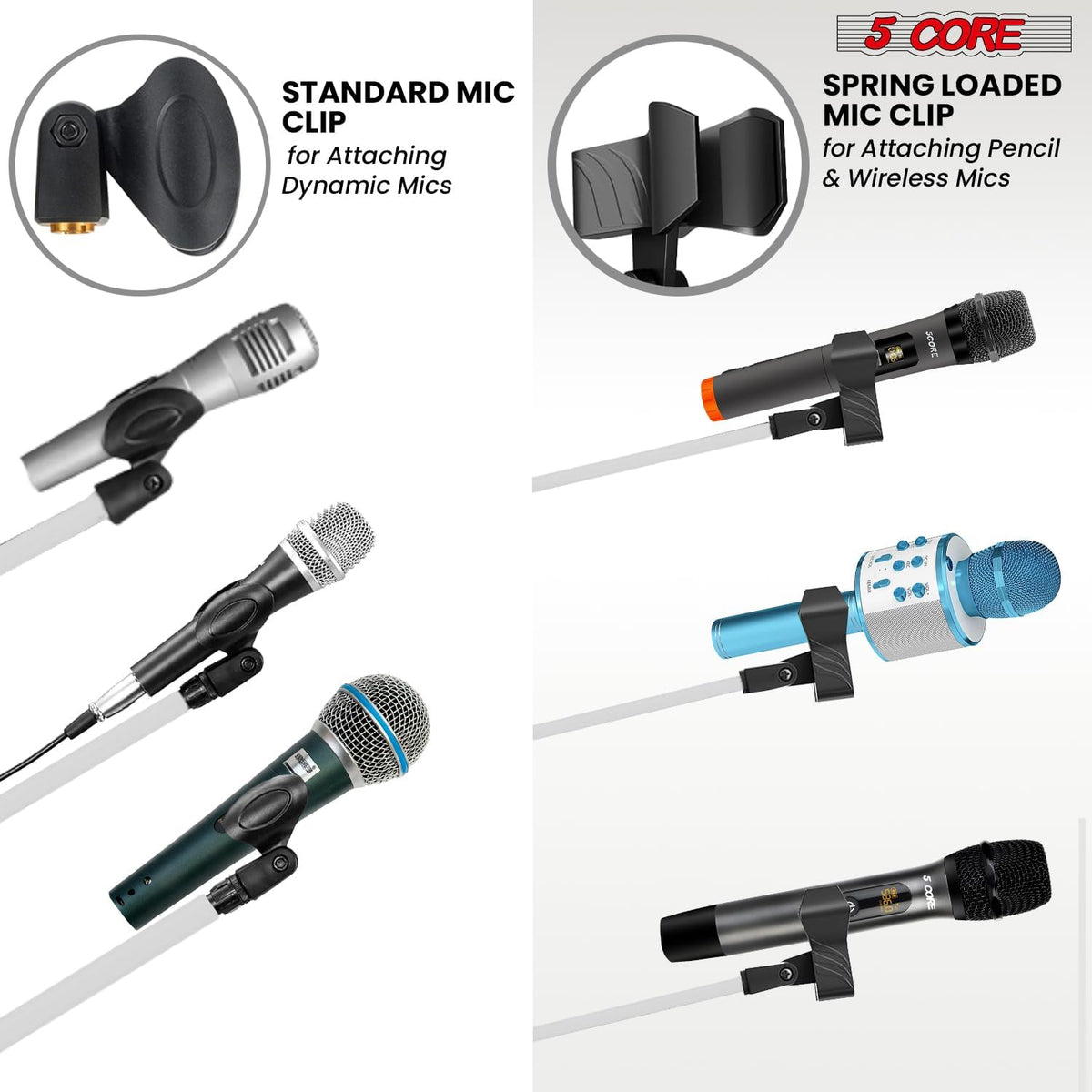 5 Core Tripod Mic Stand Floor Adjustable 18 to 72 Inches Sturdy Boom Arm Holder Microphone Stands