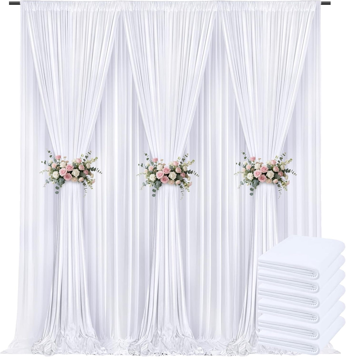 30x10ft Backdrop Curtains for Parties, 6 Panels 5x10ft Photography Backdrop Curtain with Rod