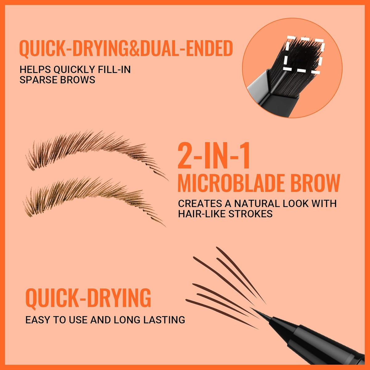 iMethod Eyebrow Pen - Eyebrow Pencil,2-in-1 Eyeliner Dual-Ended Microblading Eyebrow Pencil Long