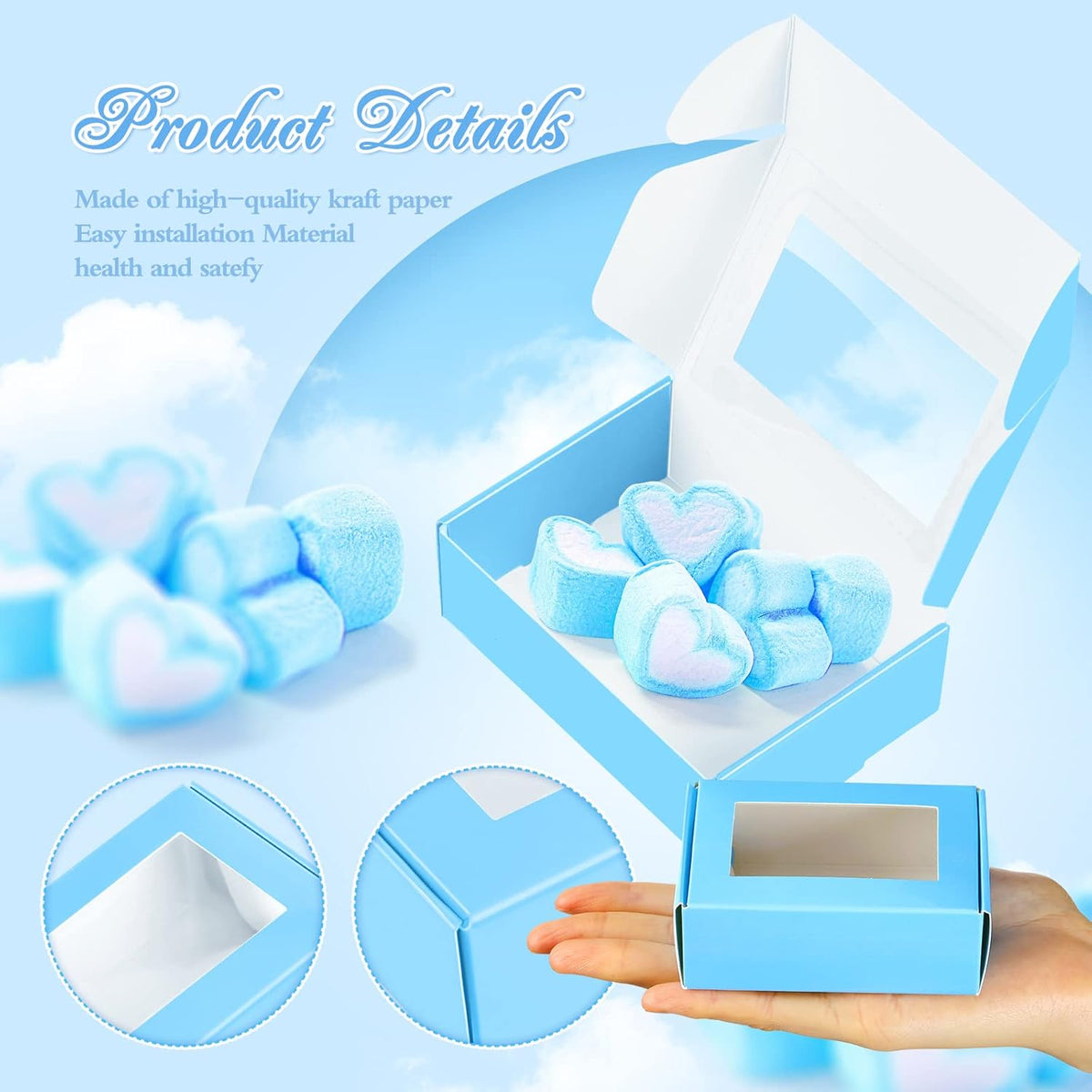 Zonon 30 Pcs Soap Boxes for Homemade Packaging, Mini Kraft Treat Boxes with Window for Bakery Candy