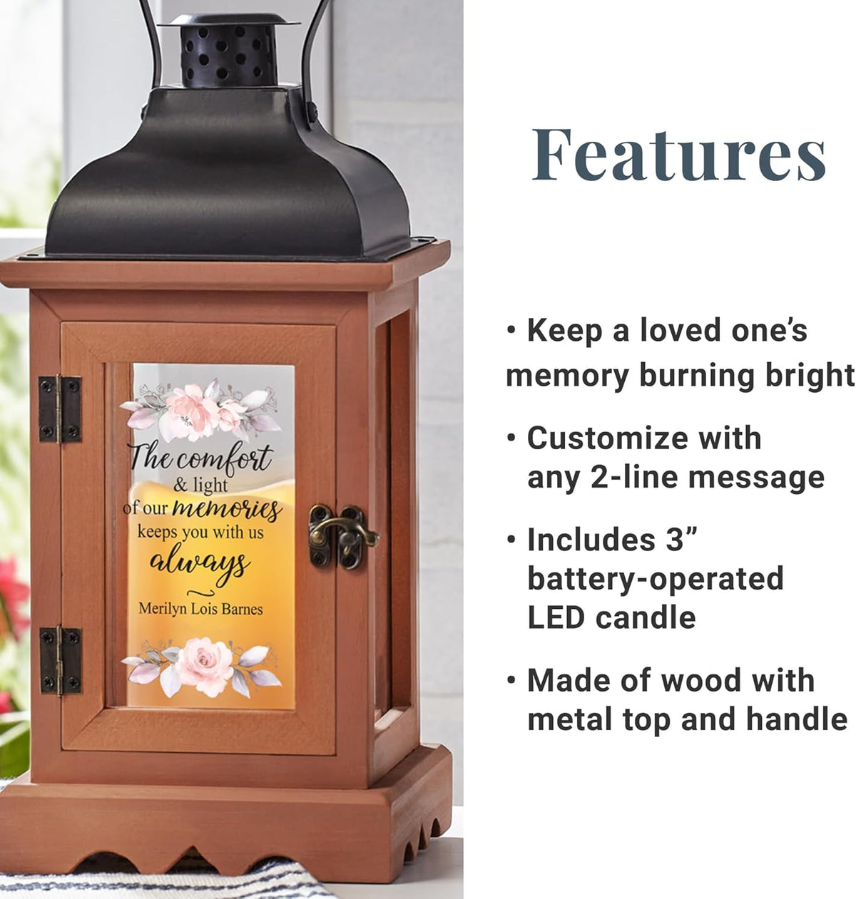 Let's Make Memories Personalized Memorial Lantern - Sympathy - Condolences - in Memory - LED Candle